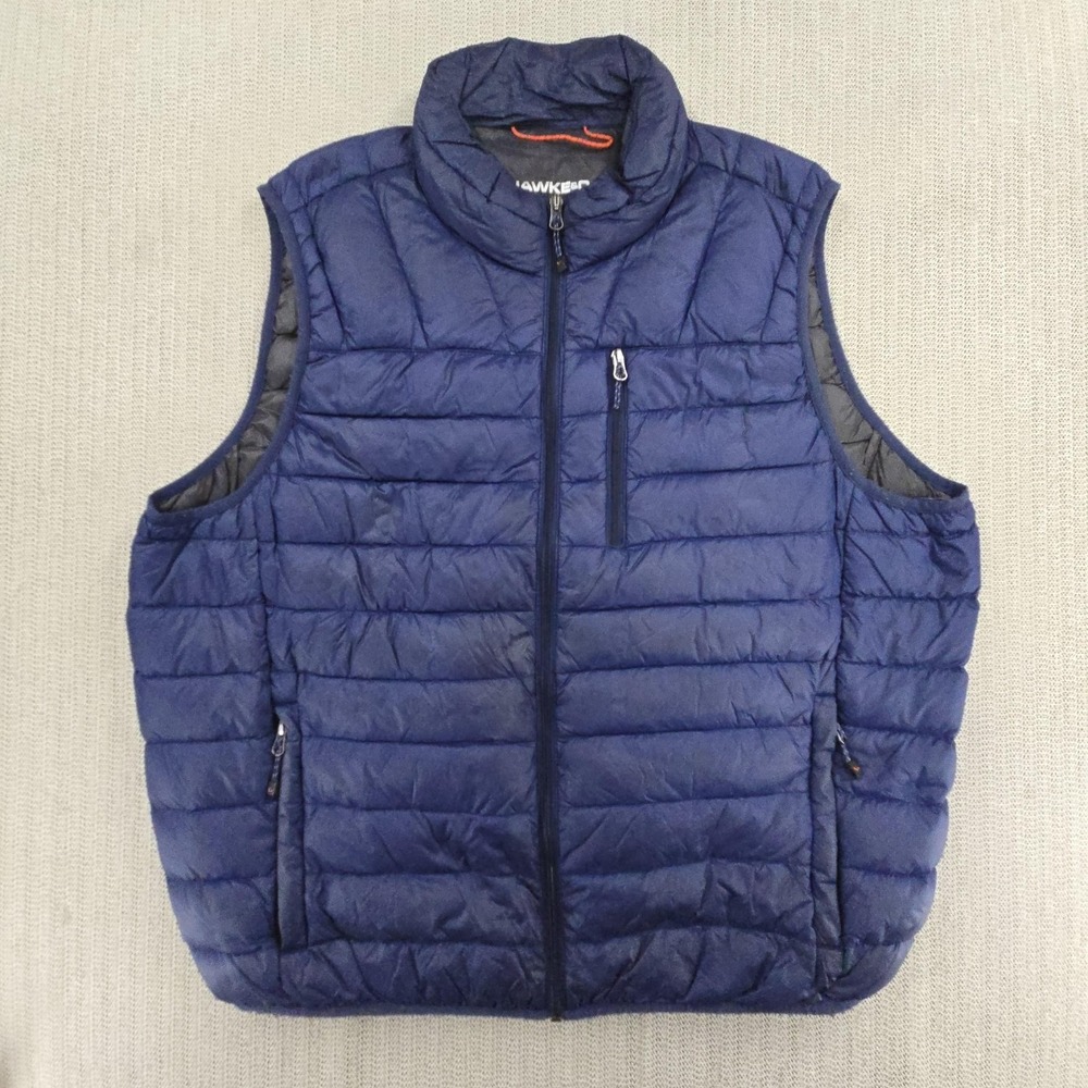Hawke & Co Vest Mens XL Blue Down Puffer Full Zip Zip Pockets Outdoor HDN723S - Picture 2 of 10